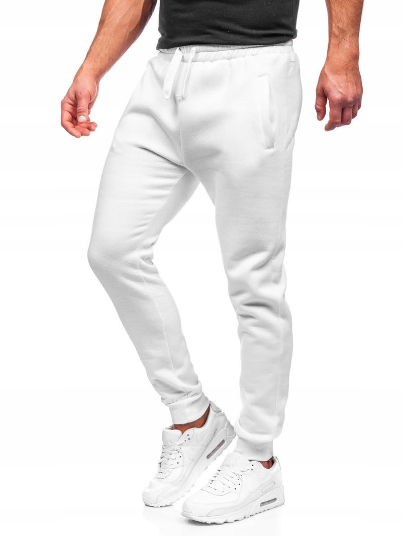 Mlgaril Men's Sweatpants Workout Joggers Gym Pants for Men Casual Lounge Track Pants with Pockets, White L