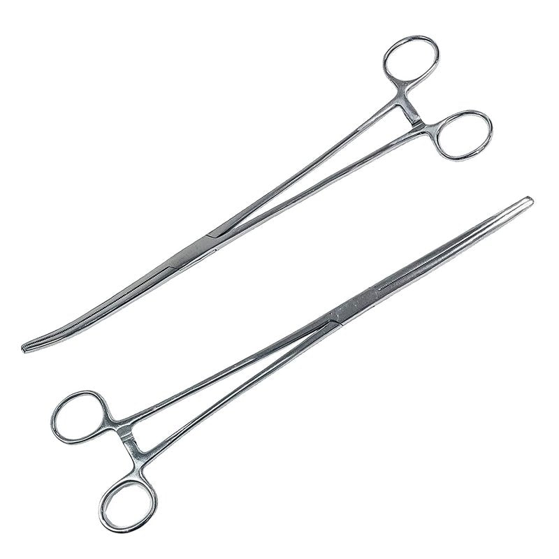 Rochester Pean Hemostat Forceps Set - 10" Surgical Clamps with Full Mouth Serration | Straight & Curved, Three Locking Positions