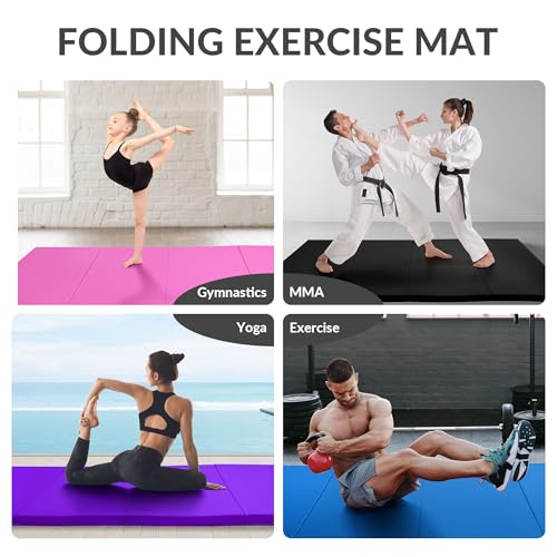 Aurorafy Rainbow-Color Gymnastics Mat 4'x8'x2" Folding Exercise Mat with Handles