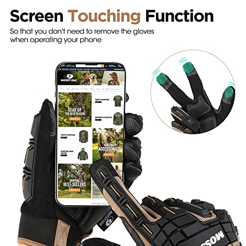 Mossy Oak Rubber Guard Tactical Gloves, Touch Screen Airsoft Gloves for Outdoor Hunting Motorcycle Climbing Paintball