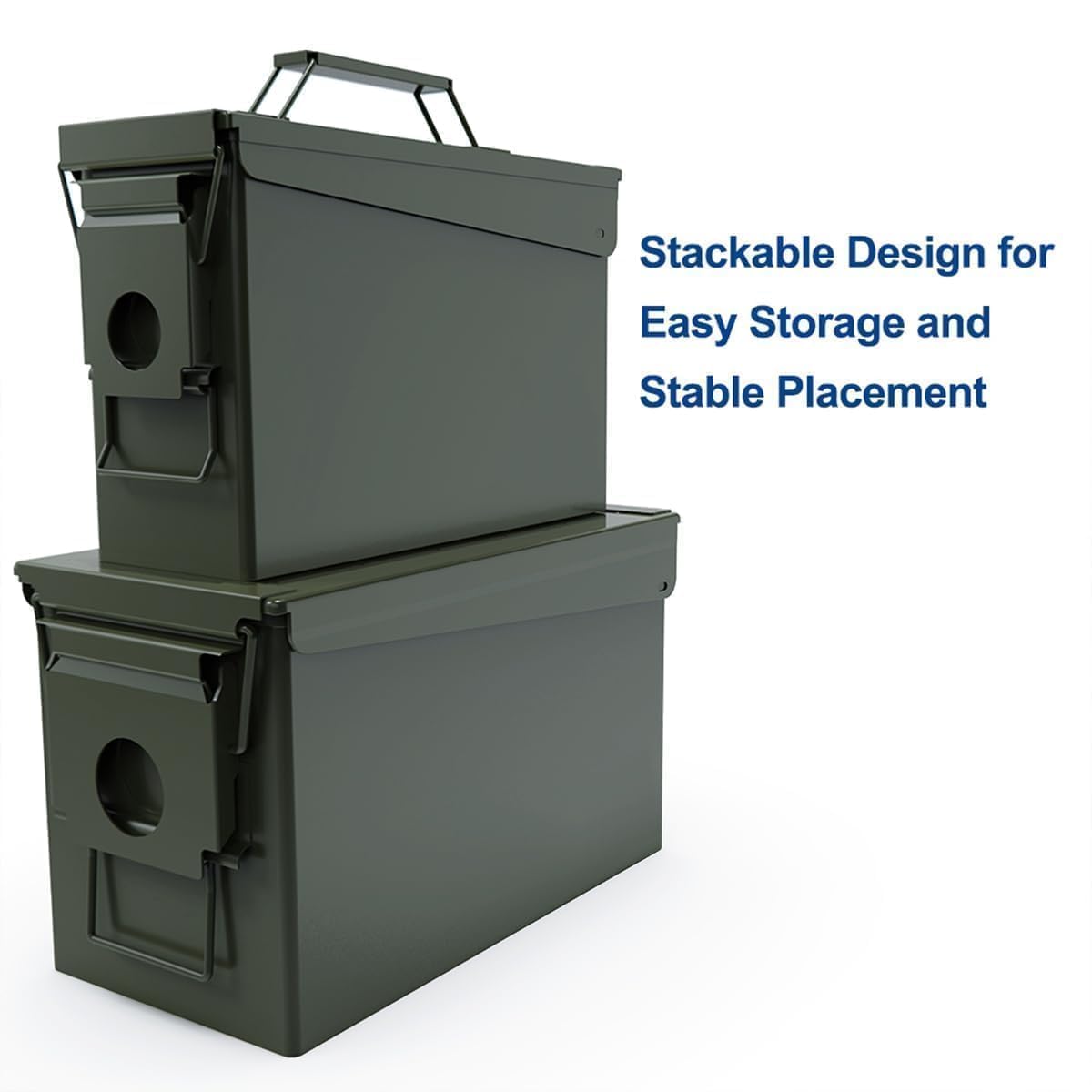PATRON 30 50 Cal Ammo Can Metal 9mm Ammo Box Storage Crate Case for Shotgun Bullet Rifle Nerf Ammunition Waterproof Case-Gard Organizer Suit (30+50 Green)
