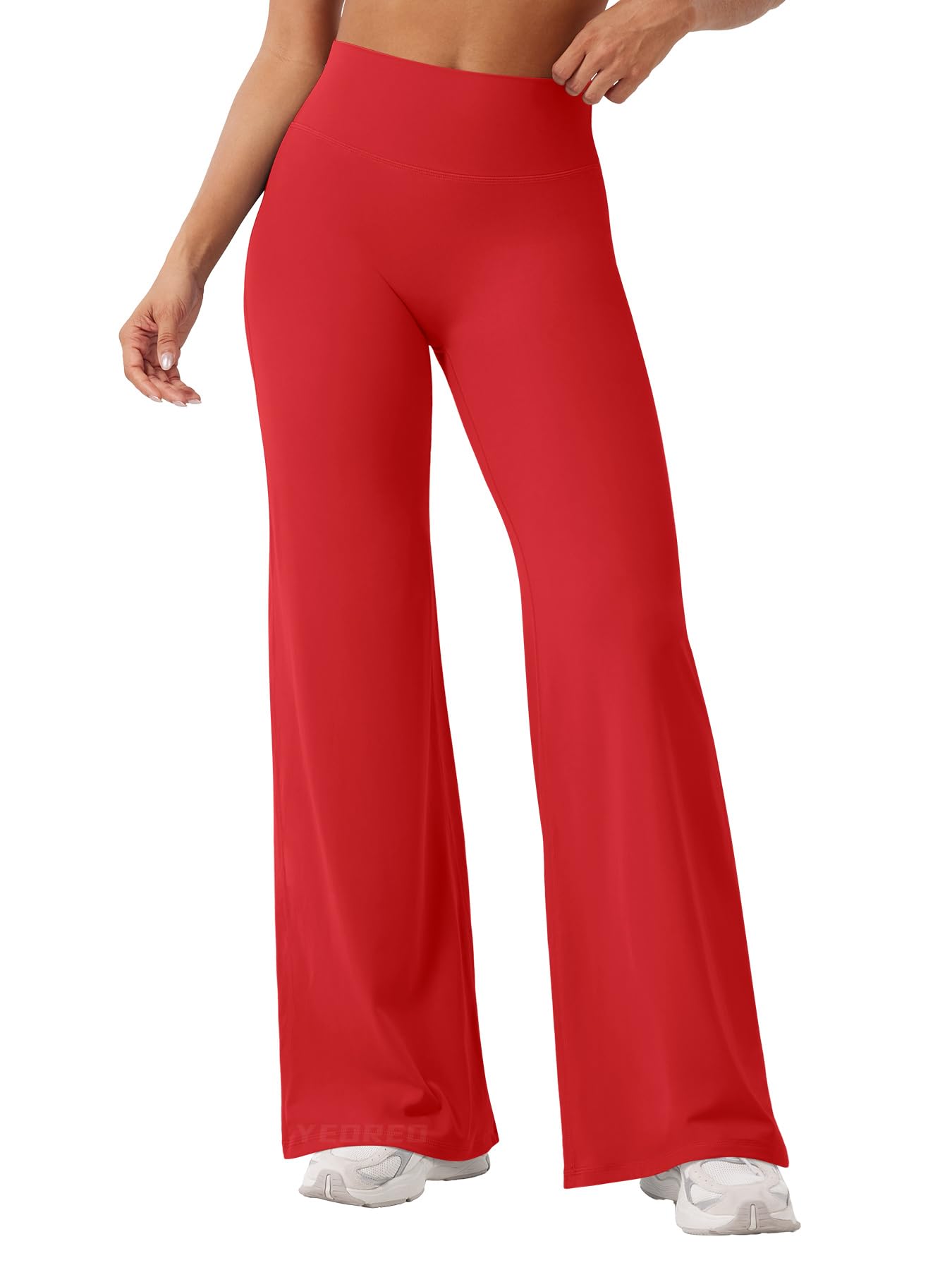 YEOREO Workout Womens Straight Leggings 31.5" Eddiy Gym Yoga Pants Red XXL