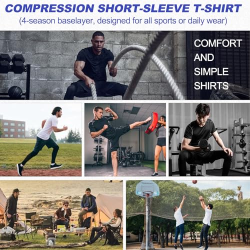 SPVISE Men's Compression Shirt Short Sleeve Workout Gym Top Cool Dry Athletic Base Layer Undershirt T-Shirt for Sport Running
