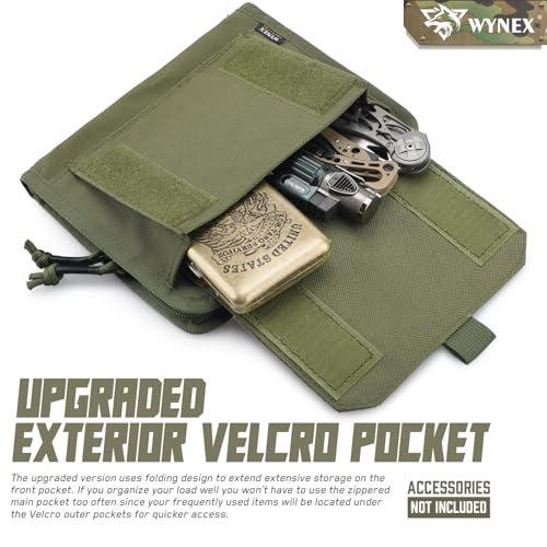 WYNEX Tactical Folding Admin Pouch, Molle Tool Bag of Laser-Cut Design, Utility Organizer EDC Medical Bag Modular Pouches Tactical Attachment Waist Pouch Include U.S Patch