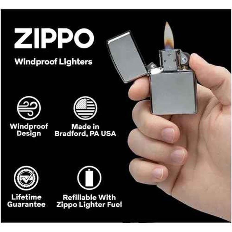 Zippo Lighter- Second 2nd Amendment Bald Eagles Street Chrome Windproof Lighter #Z5218