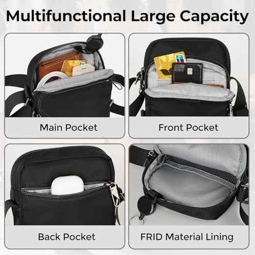 Crossbody Bag Sling Bag for Men Women Anti Theft RFID, Small Shoulder Chest Bags with Zipper Lock
