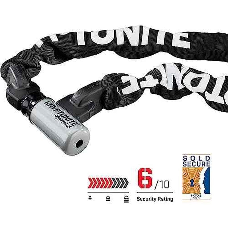 Kryptonite Kryptolok 912 Bike Chain Lock, 4 Feet Long 9mm Steel Chain Heavy Duty Anti-Theft Sold Secure Gold Bicycle Chain Lock with Keys for Bike, Motorcycle, Scooter, Bicycle, Door, Gate, Fence
