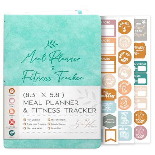 Graceful by Design Meal Planner and Fitness Tracker - Plan Workouts in our Fitness Journal for Women - Track Macros in our Food Journal for Women Weight Loss - Tear and Track with Perforated Pages