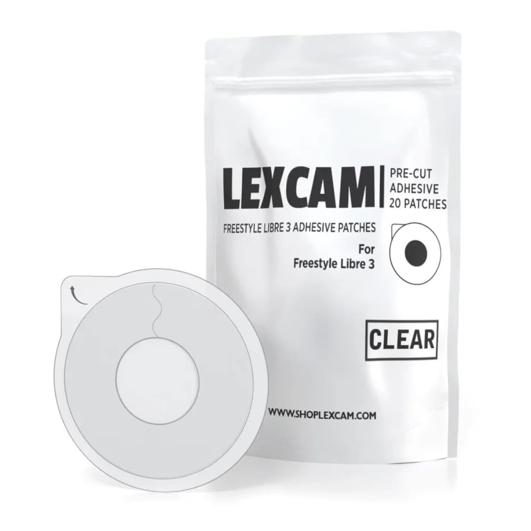 Lexcam Adhesive Patches Compatible with Freestyle Libre 3 – Pack of 20 – Waterproof, Clear Overpatches for Continuous Glucose Monitoring, Stays Secure for 14+ Days, Sensor is NOT Included