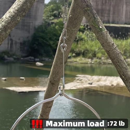 Camping Tripod Board£¬Turn Branches into Campfire Tripod £¬Stainless Steel Campfire Support Plate with Adjustable Chain for Hanging Cookware,Portable Camping Gear (Standard)