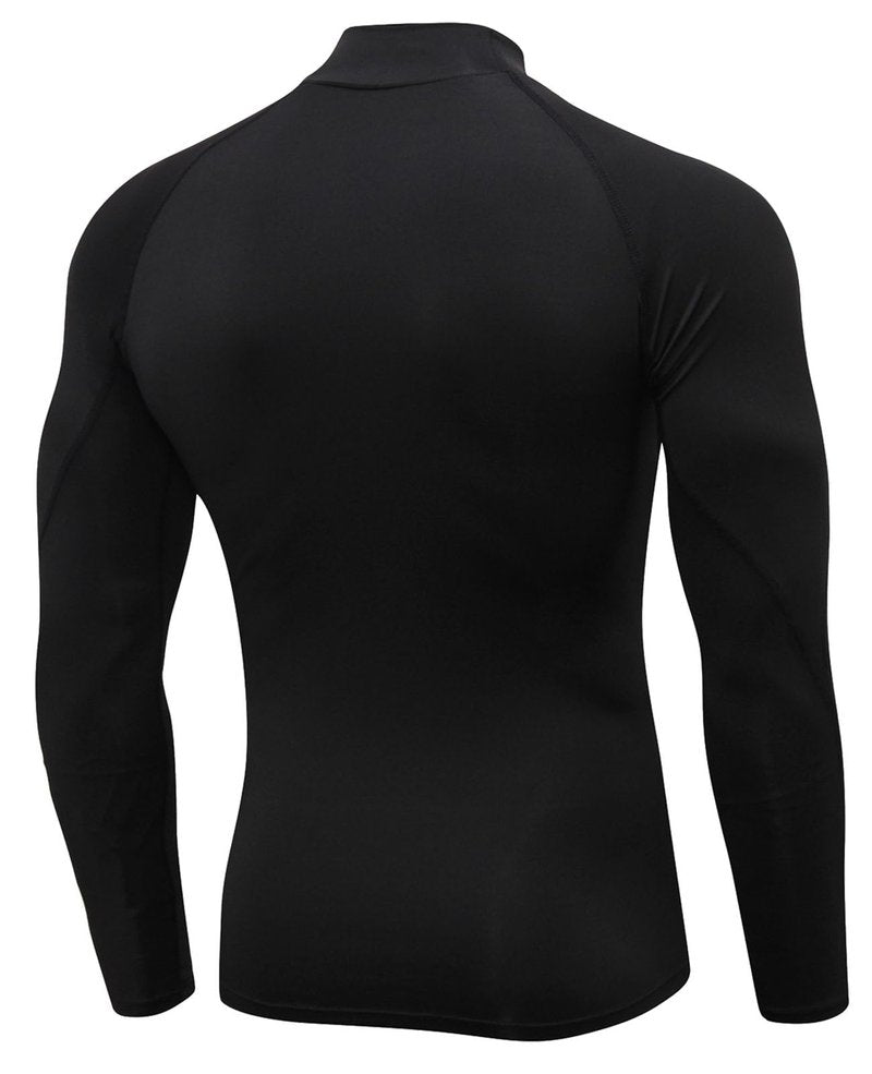 LWISMIL Black Compression Shirt Men Turtle Neck Dry Cool Workout Athletic Base Layer Undershirt for Football Running Basketball