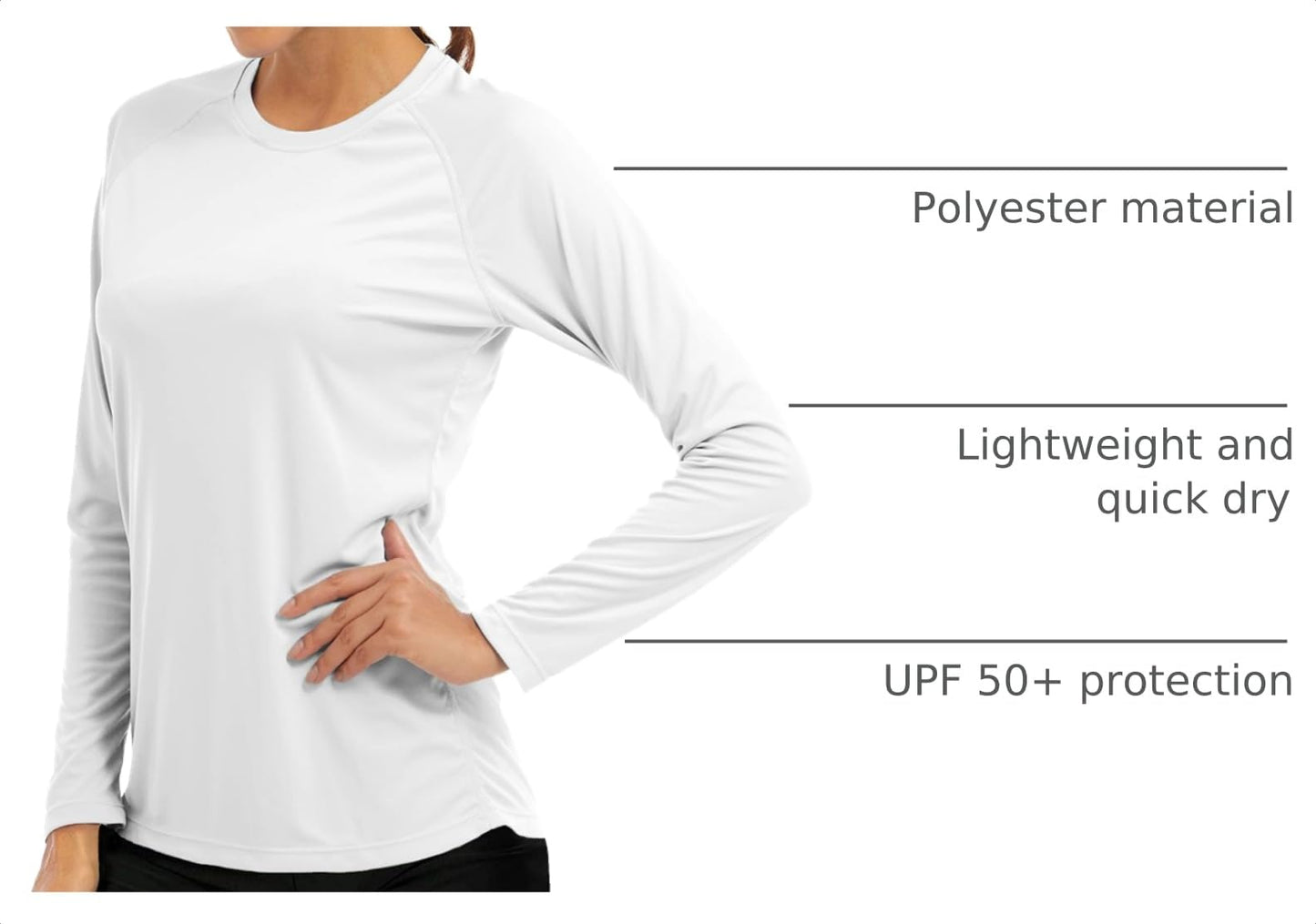 MAGCOMSEN Running & Athletic Tank Top Gym Shirts - Women's Long Sleeve UV Protection Shirts - White