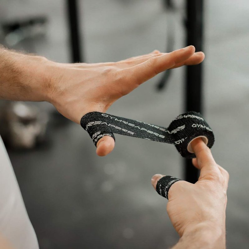 Gymreapers Weightlifting Adhesive Thumb Tape, Stretchy Athletic Tape Grip & Protection for Olympic Lifting, Cross Training, Powerlifting, Hookgrip (Black, 3 Rolls)