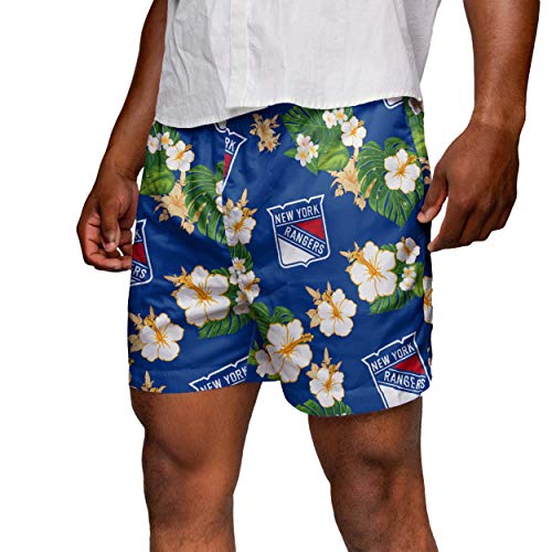 FOCO Men's Team Logo Floral Hawaiian Swim Suit Trunks
