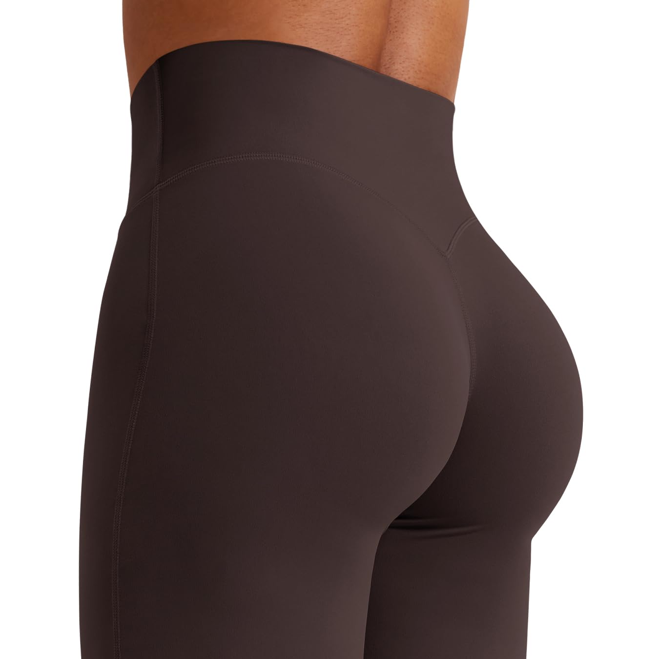 YEOREO Workout Leggings Womens No Front Seam Straight Leggings 33" High Waist Buttery Eddiy Gym Yoga Pants Dark Brown S