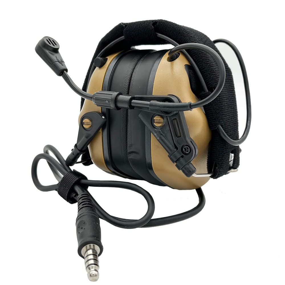 EARMOR M32 Tactical Headset Hunting & Shooting Earmuffs with Microphone, Sound Amplification, Nato TP120 Jacket, Coyote