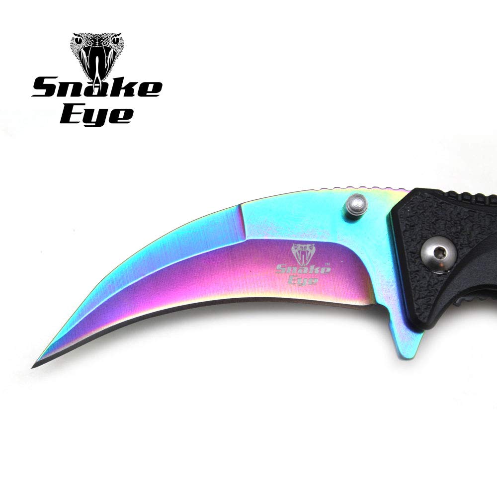 Snake Eye Tactical Everyday Carry Spring Assist Style Folding Pocket Knife EDC (Rainbow)