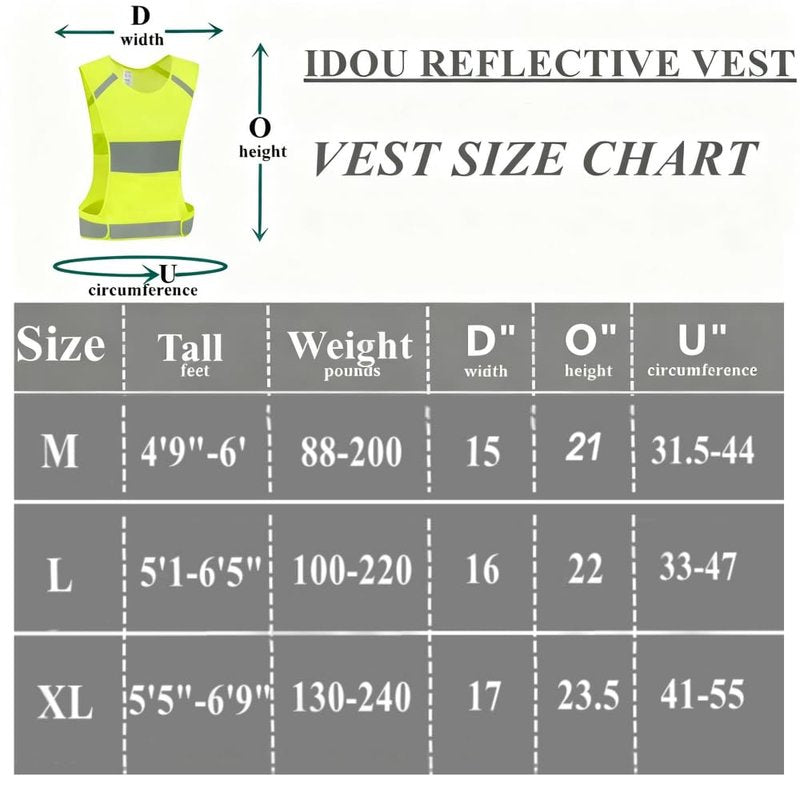 IDOU 2PACK Reflective Vest Safety Running Gear with Pocket, Ultralight &Adjustable Waist&360°High Visibility for Running,Jogging,Biking,Motorcycle,Walking,Women & Men/L