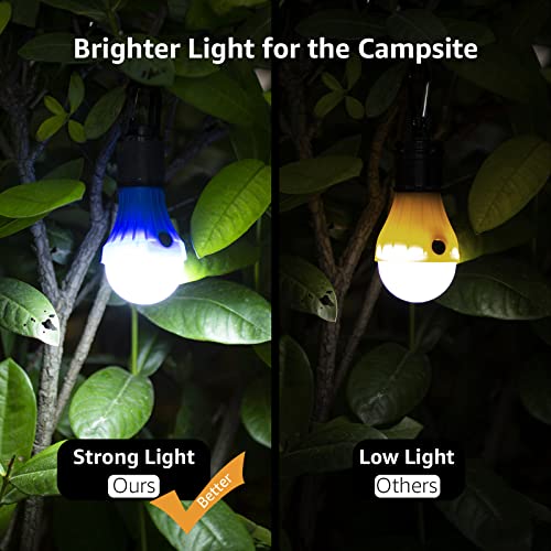 Lepro LED Camping Lantern, Camping Essentials, 3 Lighting Modes, Hanging Tent Light Bulbs with Clip Hook for Camping, Hiking, Hurricane, Storms, Outages, Collapsible, Batteries Included, 4 Packs