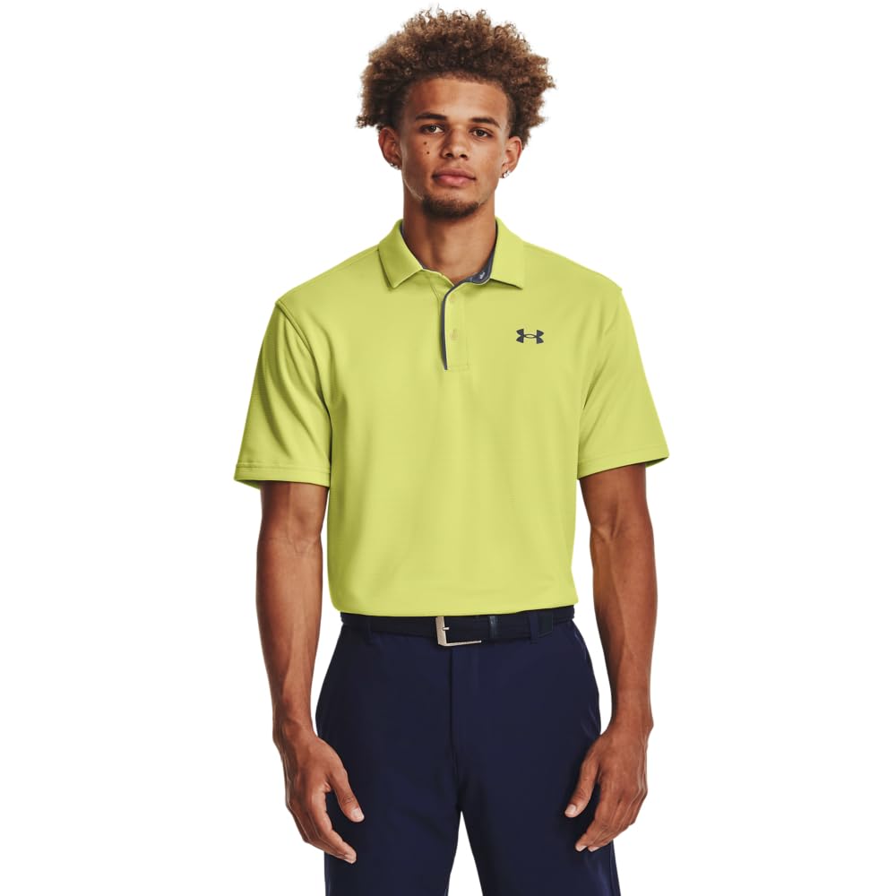 Under Armour Men's Standard Tech Golf Polo, (743) Lime Yellow / / Pitch Gray, Small