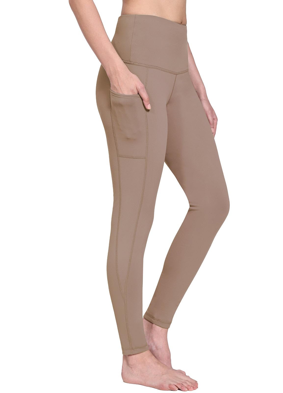 baleaf Fleece Lined Leggings Women Snow Waterproof Pants Thermal Warm Winter Yoga Cold Weather Gear with Pockets Cocoa Creme S