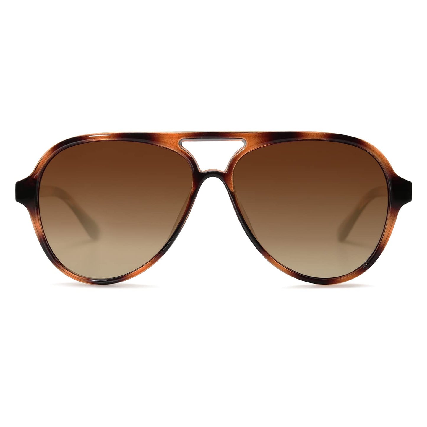 SOJOS Classic Polarized Aviator Sunglasses for Women Men, Retro Trendy Aviators Shades SJ2201, Dark Brown Pattern/Green