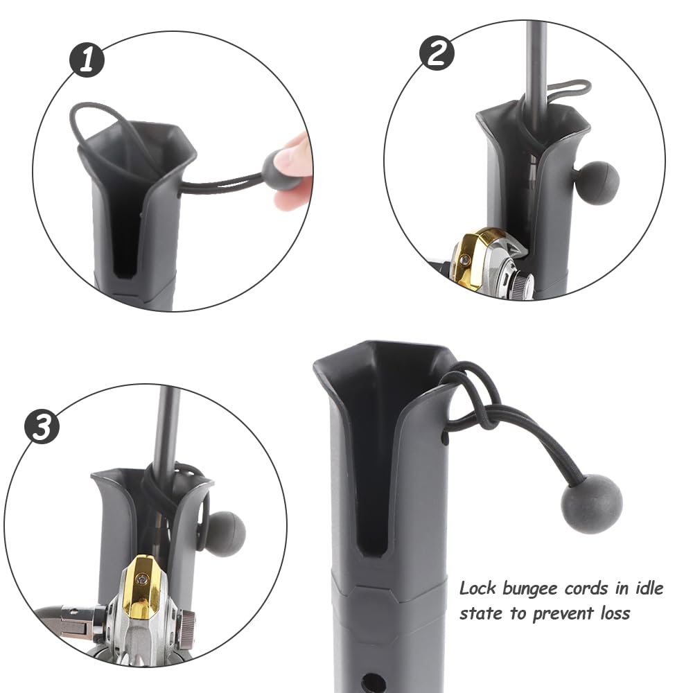 VTurboWay 3-Tube Adjustable Fishing Rod Holder, Removable Pole inserter, Self-Adhesive for Fishing Box Cooler, Drilling installation for Boat Yacht Kayak Fishing, Spinning Plastic, Black