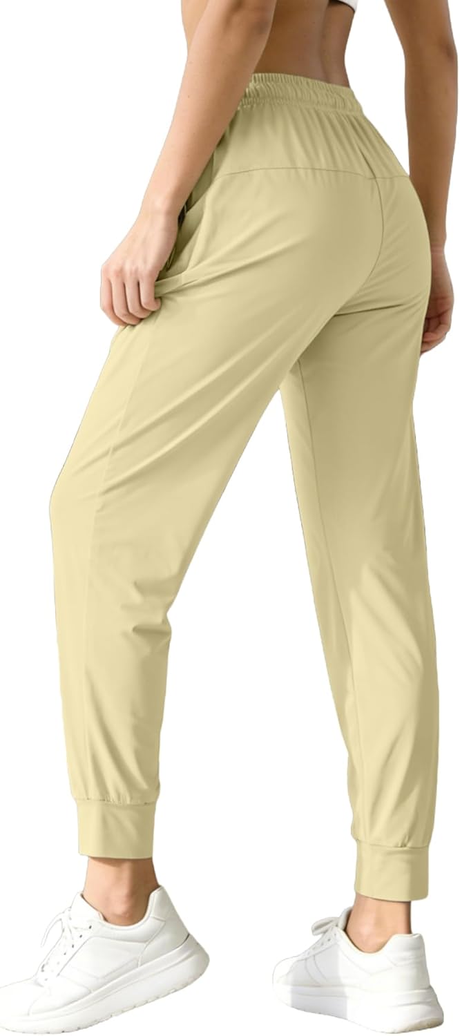 Women's Lightweight Stretchy Hiking Pants - Quick-Drying Joggers with Zippered Pockets for Running