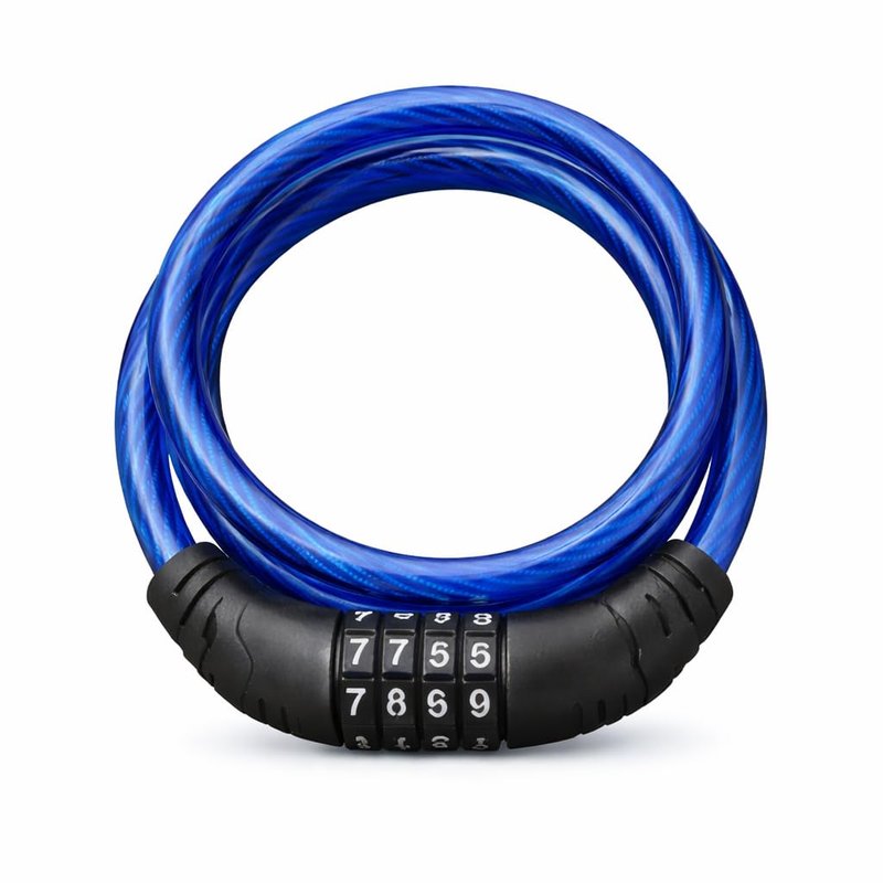 Bike Lock Cable 4 Ft Resettable Combination Bicycle Lock 10mm Steel for Bikes Scooters Gates Outdoor Use Blue