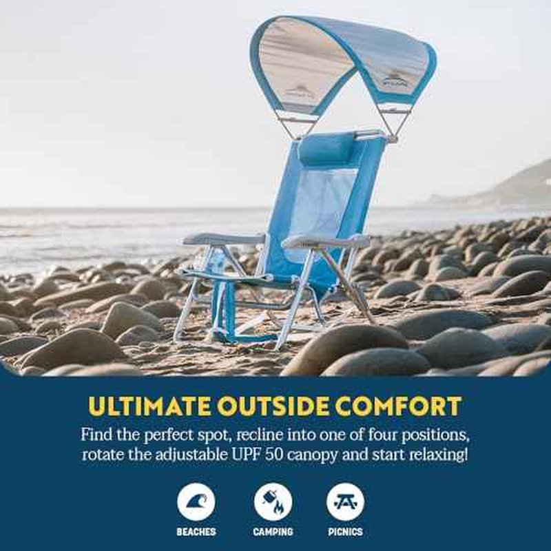 GCI Outdoor Waterside SunShade Backpack Beach Chair with Canopy Shade