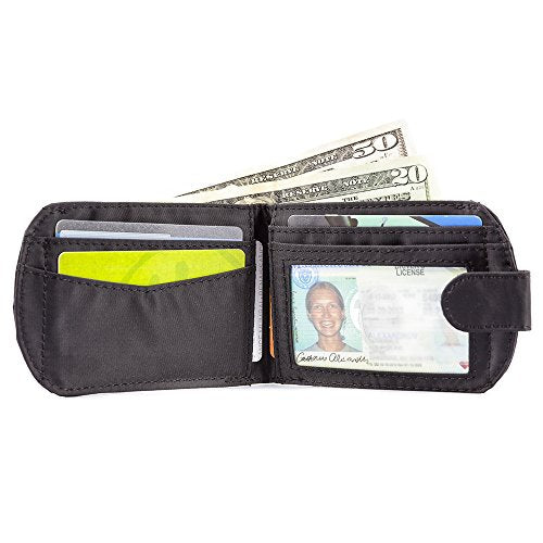 Big Skinny Women's RFID Blocking Taxicat Bi-Fold Slim Wallet, Holds Up to 25 Cards, Black
