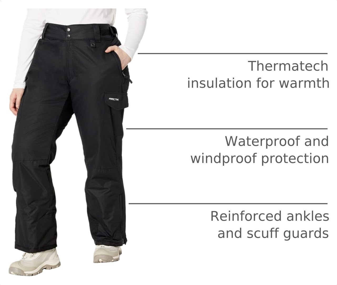 Arctix Women's Snow Sports Insulated Cargo Pants, Black, Medium
