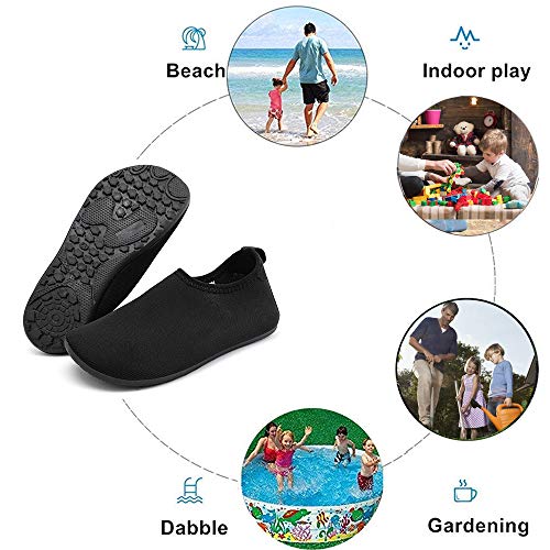 HIITAVE Kids Water Shoes Non-Slip Quick Dry Swim Barefoot Beach Aqua Pool Socks for Boys & Girls Toddler Black 12-13 M US Little Kid