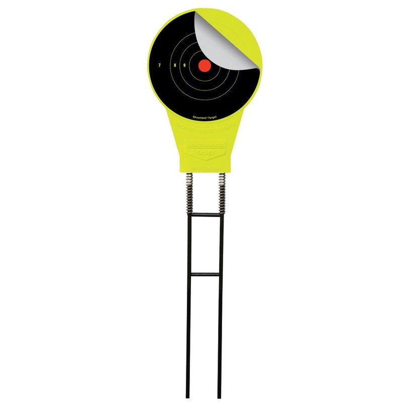 Birchwood Casey Ground Strike Belly Dancer Spring Resealable Target for Shooting - Durable Long-Lasting Highly Visible Yellow Self-Healing Target Rated for .22 Caliber & Up