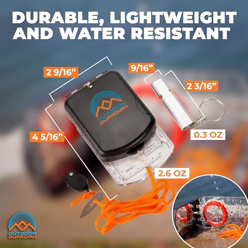 Outdoor Guardian Pathfinder Camping and Hiking Compass - Camping Accessories, Orienteering Compass with Clinometer, Adjustable Declination and LED, Survival Gear and Equipment, Camping Gifts