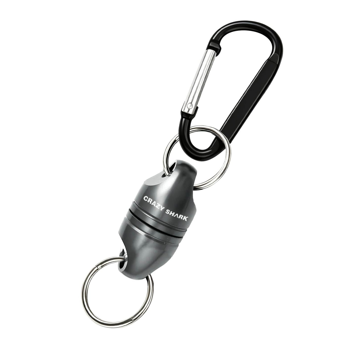 CRAZY SHARK Magnetic Net Release for Fly Fishing, Aluminum Fishing Net Magnet, Fly Fishing Net Holder Retractor with Carabiner Gun Metal