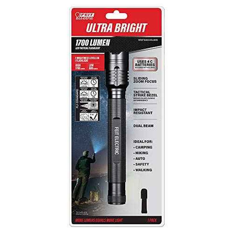 Feit Electric LED Tactical Flashlight - Aluminum Alloy - Zoomable Strike Bezel| Requires