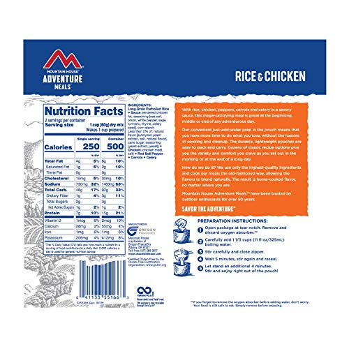 Mountain House Rice & Chicken | Freeze Dried Backpacking & Camping Food |2-Servings | Gluten-Free