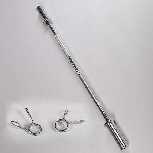 uyoyous 4FT Barbell Bar Solid Threaded Chrome Straight Bar with 2 inch Center Holes Barbell Weight Straight Weightlifting Strength Training Equipment 120cm for Home Workout Fitness, Silver