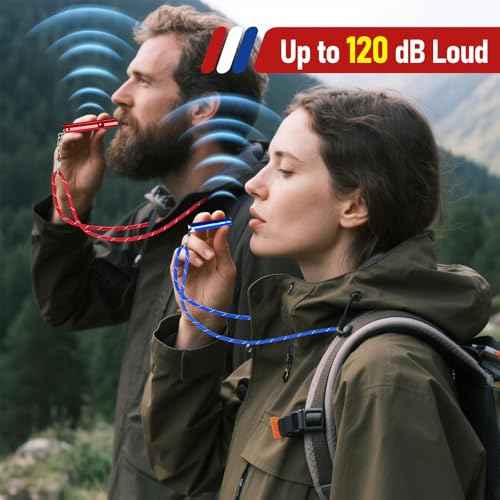 Emergency Whistle Set ? 6 Aluminum Whistles, 3 Paracord Lanyards, 3 Carabiners for Camping, Hiking, Fishing, Hunting & Survival. Loud Safety Rescue Signaling for Marine Boat Lifeguard