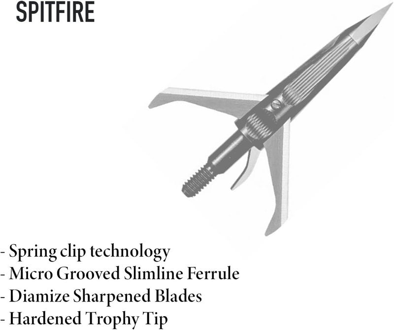 Spitfire 3-Blade Mechanical Broadhead for Bowhunting - Durable Front-Deploying Design | 3 & 4 Pack