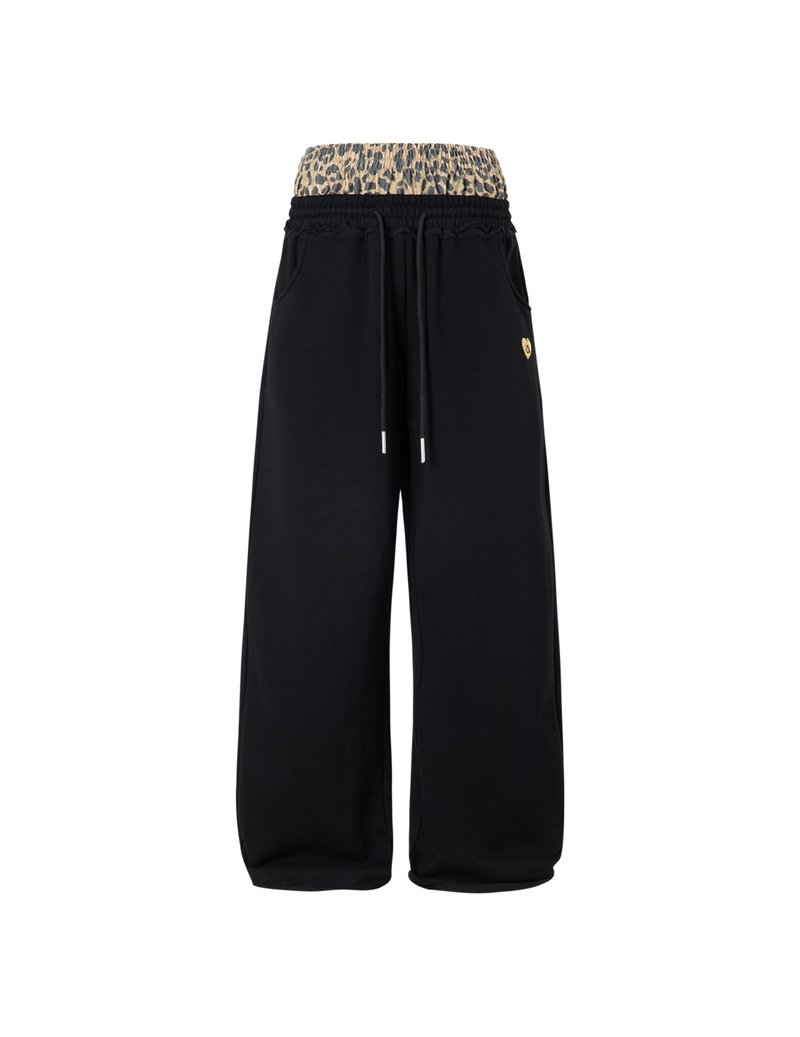 Aelfric Eden Baggy Wide Leg Sweatpants for Women Men Double Waist Camo Elastic Waisted Lounge Pants with Pockets Leopard Small