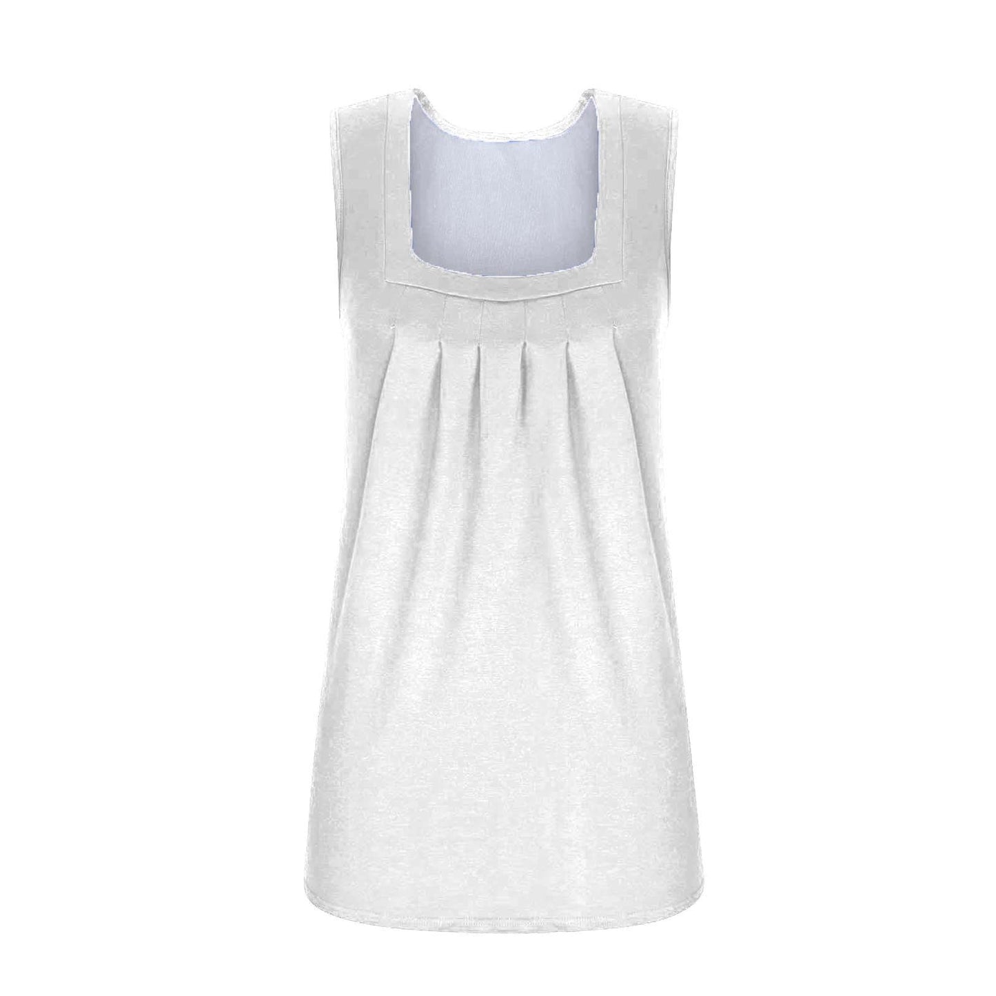 Women'S Tank Tops, Summer School Tops Ladies Sleeveless Tunic Casual Baggy Camisole Solid Color Tank Square Neck Super Soft Polyester Tank Ladies White