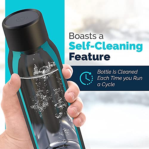 UVBRITE Go Self-Cleaning UV Water Bottle - 18.6 oz Insulated Stainless-Steel Rechargeable & Reusable Purifying Bottle - Sterilization & Travel-Friendly - BPA Free - Leakproof with Safety Lock (Black)