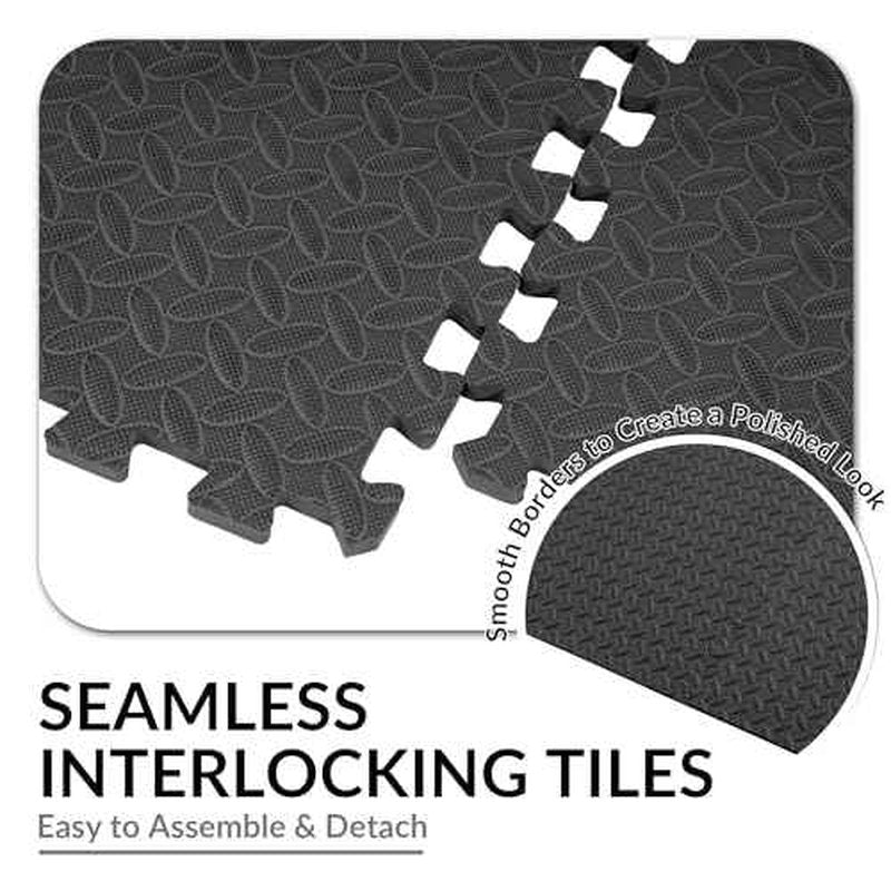 Fitvids Puzzle Exercise Gym Flooring Mat, High-Density EVA Interlocking Tiles Workout Mat for Home Gym, Fitness Equipment, MMA, Gymnastics, Shock-Absorbing Exercise Mat