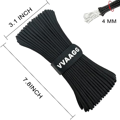 VVAAGG 550 Paracord 100FT, Strong Heavy-Duty Camping Rope, Tactical Parachute Cord, Outdoor Gear Tent Rope 4mm