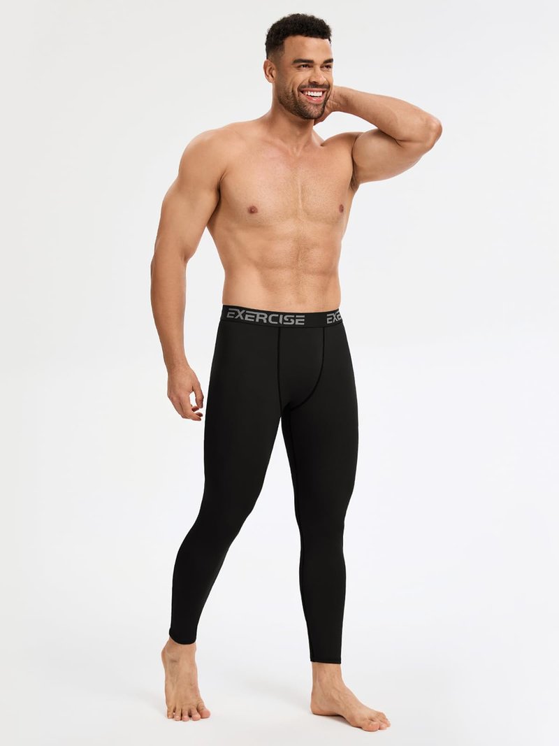 Mexholin 4 Pack Men's Thermal Compression Pants Fleece Lined Long Johns Winter Athletic Workout Leggings Baselayer Black/Dark Gray/Black/Gray L