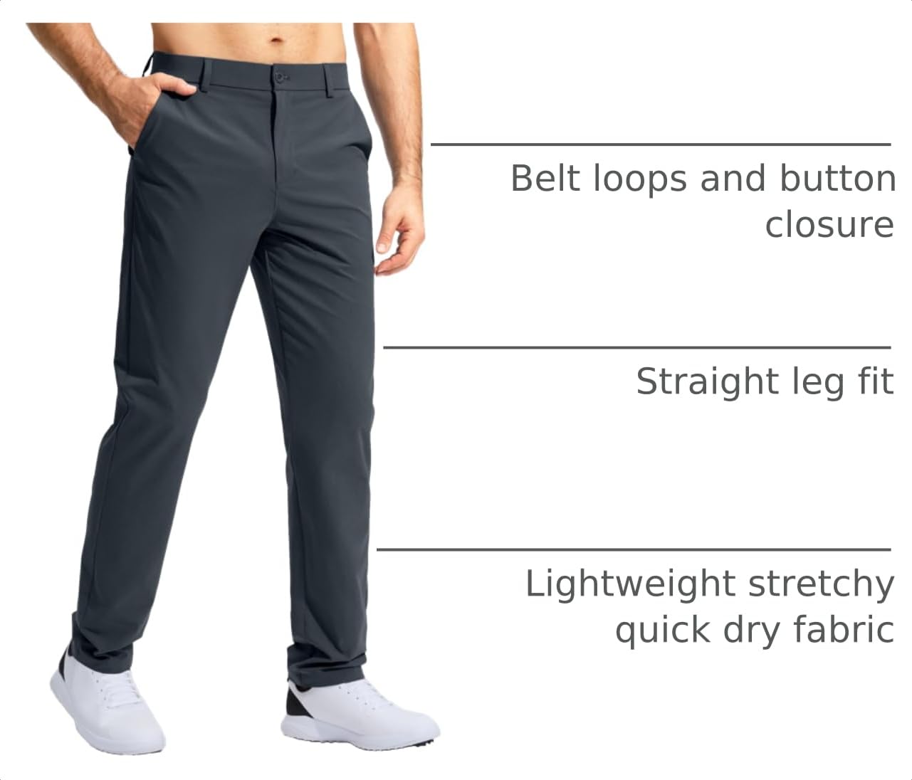 Pudolla Men's Golf Pants Stretch Work Dress Pants Men's Dress Pants 32 Lightweight Quick Dry Trousers with Pockets(Iron Grey 35Wx32L)