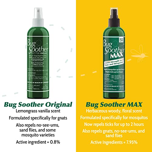 Bug Soother MAX - Natural Gnat, Tick, and Mosquito Repellent, 8 fl oz Bug Spray Deterrent - DEET-Free Safe for Adults and The Environment - Made in USA