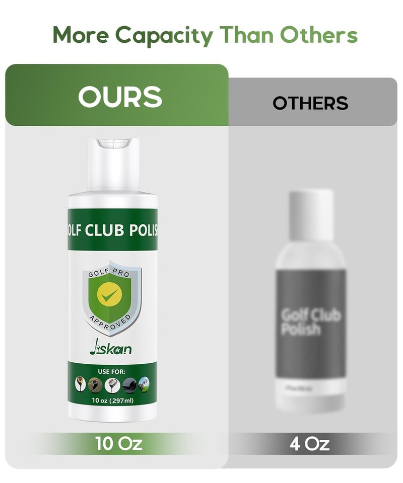 Pro Golf Club Polish, Golf Club Cleaner, Golf Club Scratch Remover Golf Club Rust Remover/Golf Club Cleaning Kit - 10 oz of Metal Polish Compound, Essentials Golf Accessories Golf Gifts for Men